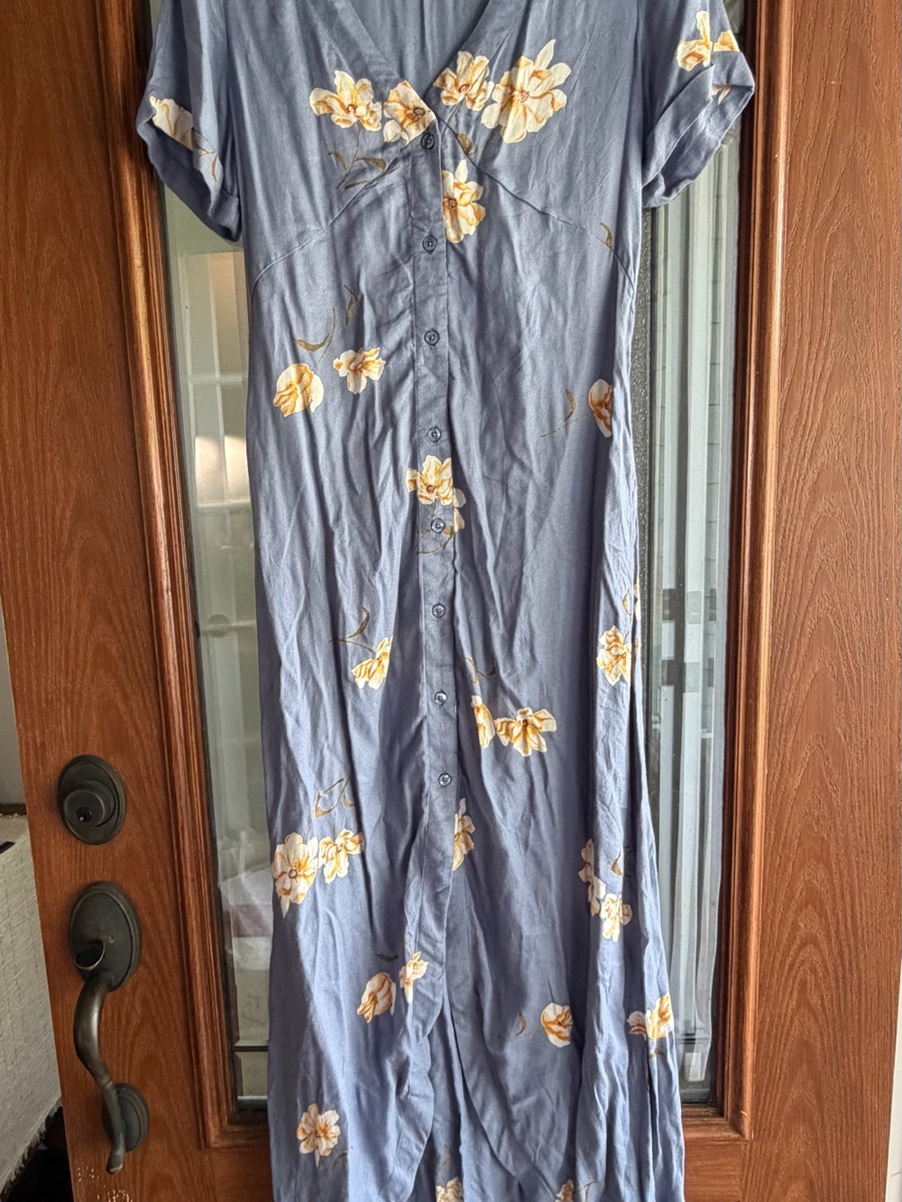 Volcom Blue Floral Button-Front Maxi Dress, Small, Like New
